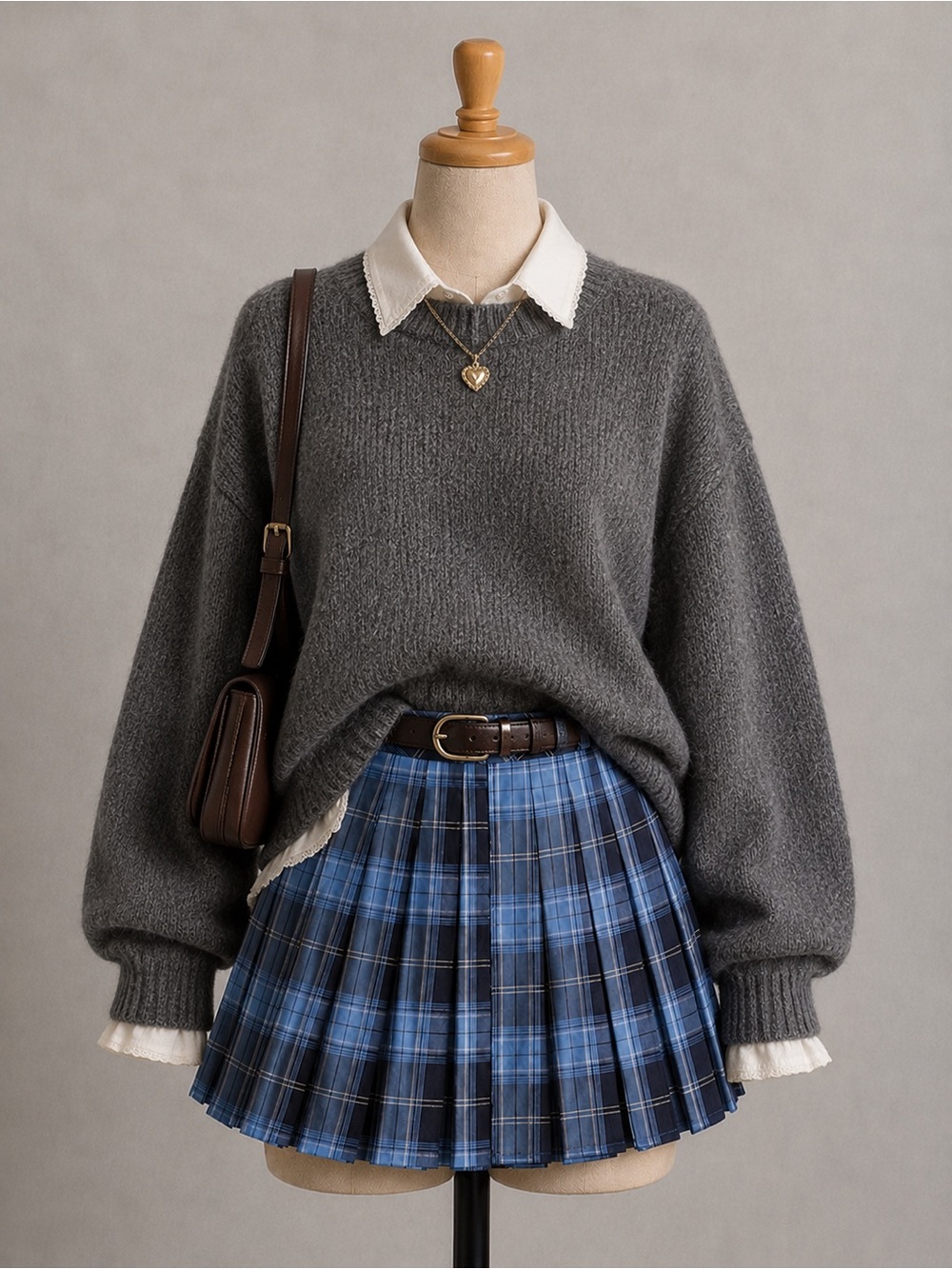Blue Plaid Pleated Mini Skirt - Picture 5 of 6